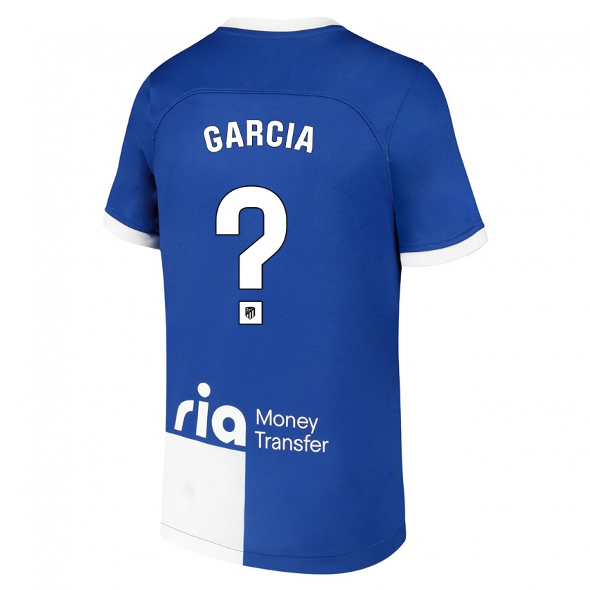 Kandiny Bambino Maglia Luciano Garcia #0 Blu Bianco Kit Gara Away 2023/24 Maglietta