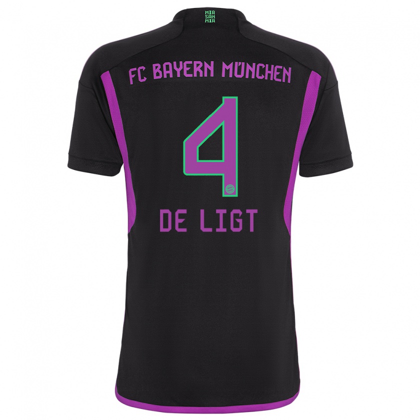 Kandiny Kinder Matthijs De Ligt #4 Schwarz Auswärtstrikot Trikot 2023/24 T-Shirt Österreich