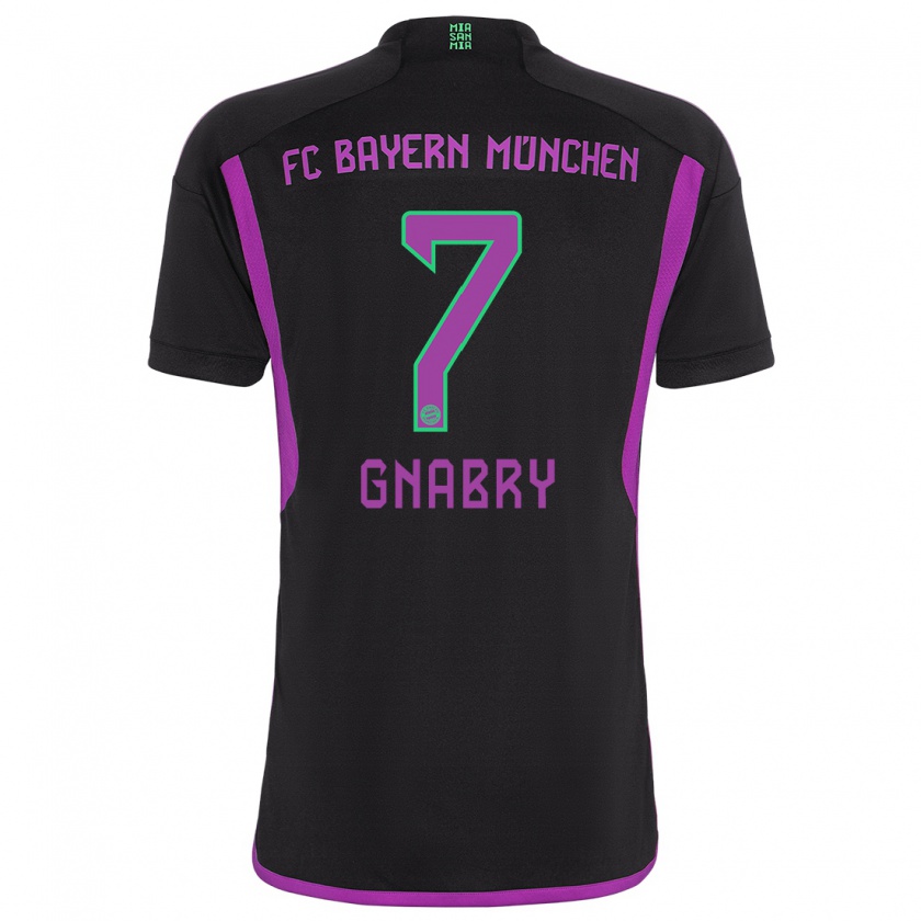 Kandiny Bambino Maglia Serge Gnabry #7 Nero Kit Gara Away 2023/24 Maglietta