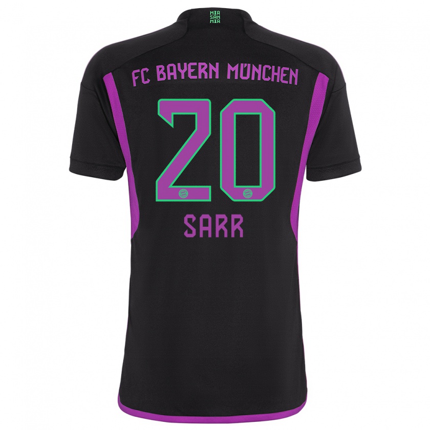 Kandiny Kinder Bouna Sarr #20 Schwarz Auswärtstrikot Trikot 2023/24 T-Shirt Österreich