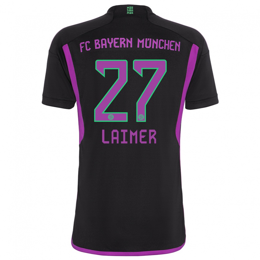 Kandiny Bambino Maglia Konrad Laimer #27 Nero Kit Gara Away 2023/24 Maglietta