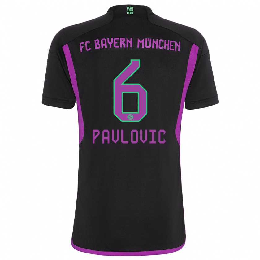 Kandiny Kinder Aleksandar Pavlovic #6 Schwarz Auswärtstrikot Trikot 2023/24 T-Shirt Österreich