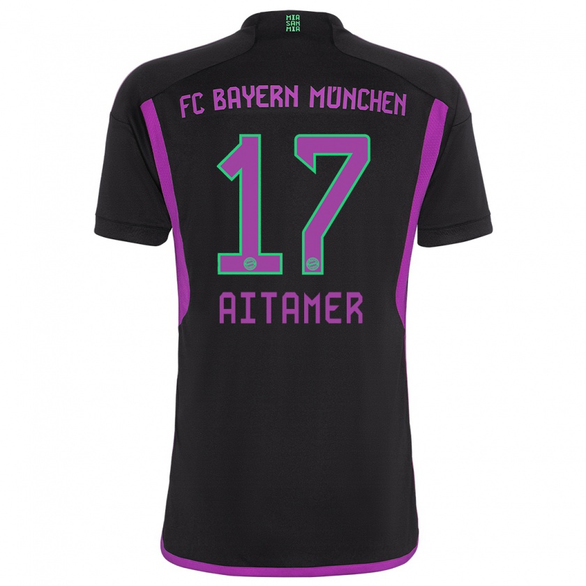 Kandiny Bambino Maglia Younes Aitamer #17 Nero Kit Gara Away 2023/24 Maglietta