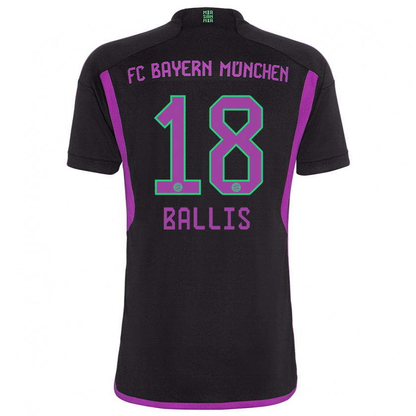 Kandiny Bambino Maglia Benjamin Ballis #18 Nero Kit Gara Away 2023/24 Maglietta