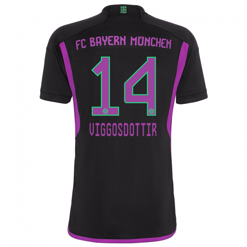 Kandiny Bambino Maglia Glodis Perla Viggosdottir #14 Nero Kit Gara Away 2023/24 Maglietta