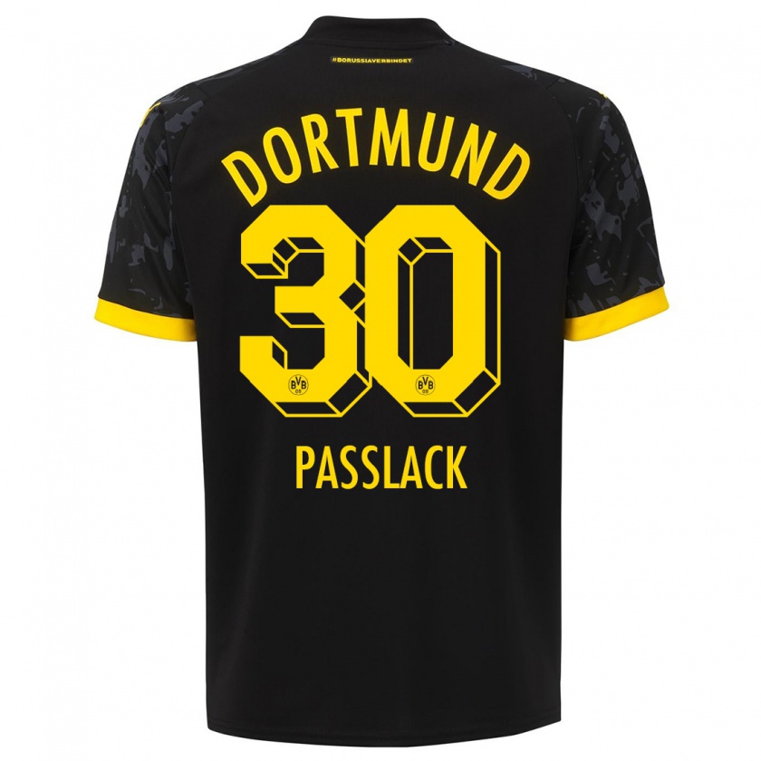 Kandiny Bambino Maglia Felix Passlack #30 Nero Kit Gara Away 2023/24 Maglietta