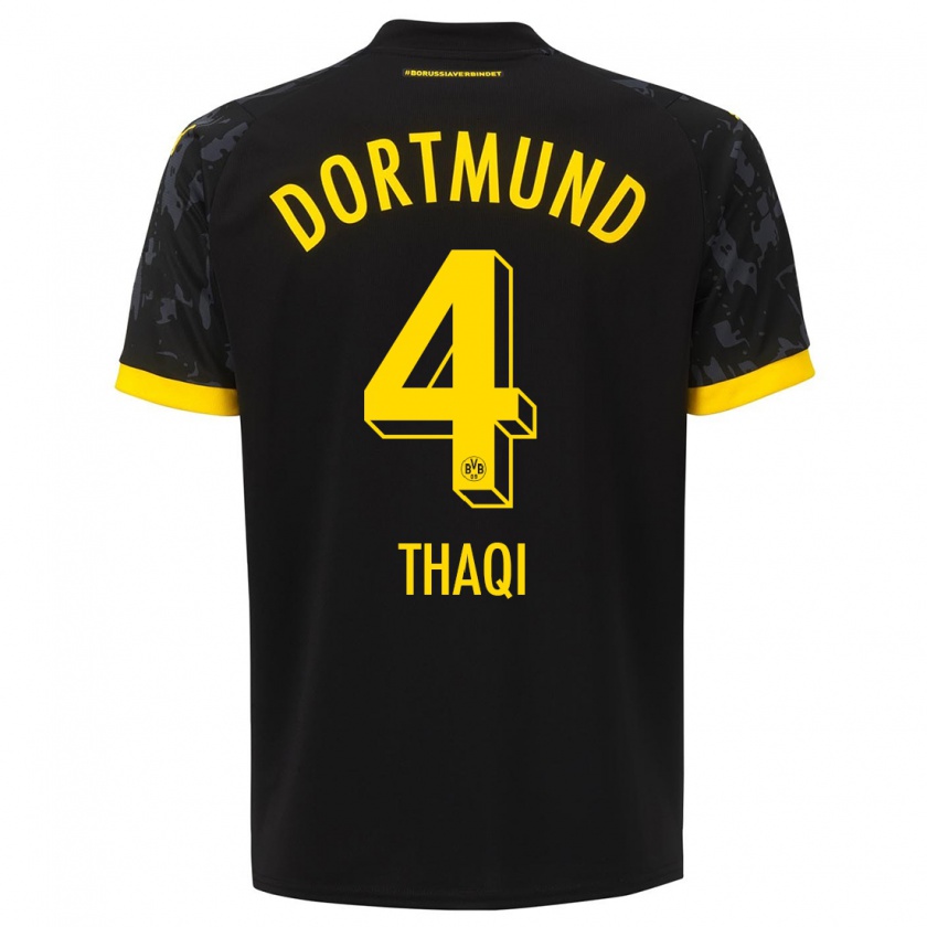 Kandiny Bambino Maglia Albin Thaqi #4 Nero Kit Gara Away 2023/24 Maglietta