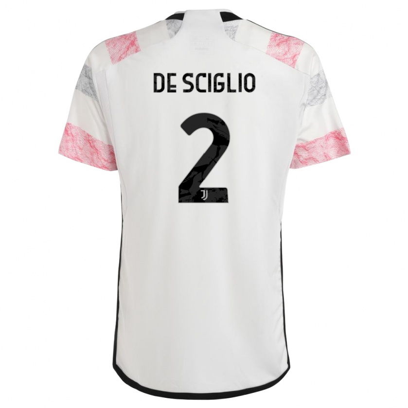 Kandiny Bambino Maglia Mattia De Sciglio #2 Bianco Rosa Kit Gara Away 2023/24 Maglietta