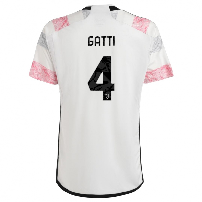 Kandiny Bambino Maglia Federico Gatti #4 Bianco Rosa Kit Gara Away 2023/24 Maglietta