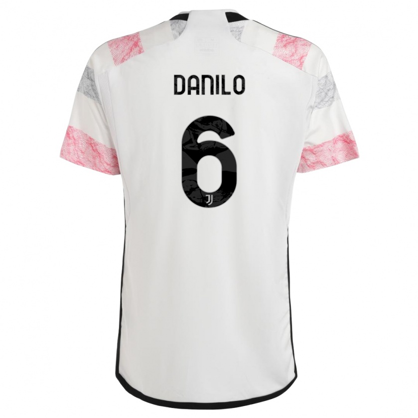 Kandiny Bambino Maglia Danilo #6 Bianco Rosa Kit Gara Away 2023/24 Maglietta