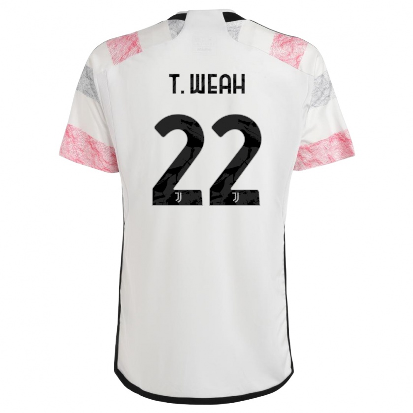 Kandiny Bambino Maglia Timothy Weah #22 Bianco Rosa Kit Gara Away 2023/24 Maglietta