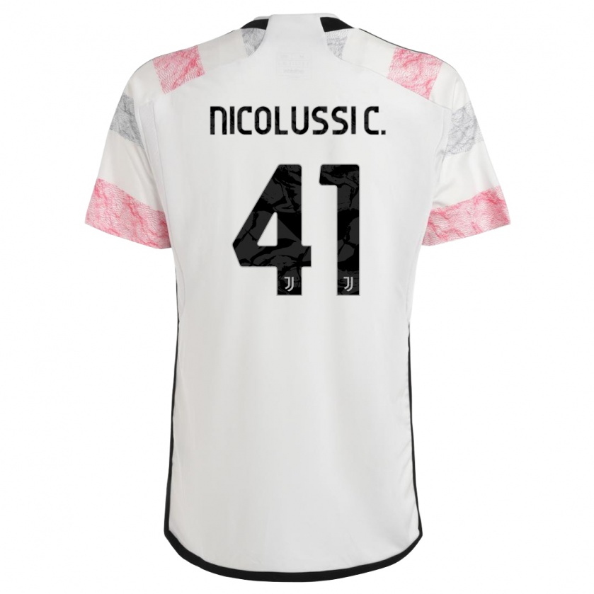 Kandiny Niño Camiseta Hans Nicolussi Caviglia #41 Blanco Rosa 2ª Equipación 2023/24 La Camisa