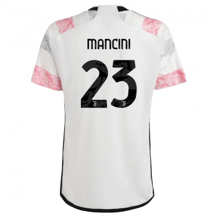 Kandiny Bambino Maglia Tommaso Mancini #23 Bianco Rosa Kit Gara Away 2023/24 Maglietta