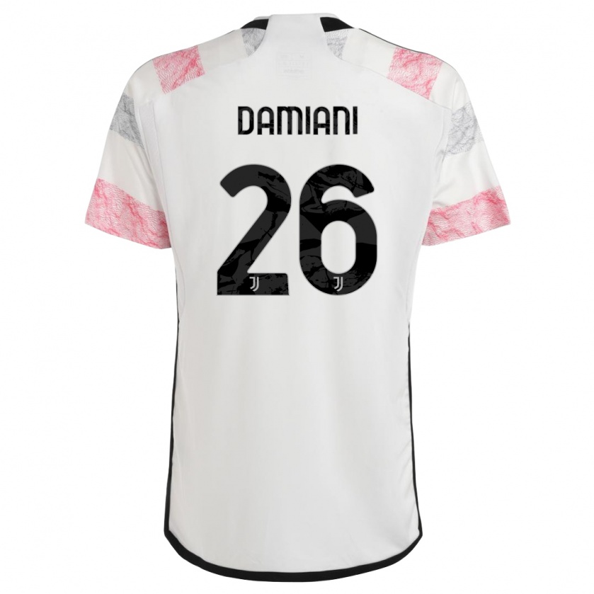 Kandiny Bambino Maglia Samuele Damiani #26 Bianco Rosa Kit Gara Away 2023/24 Maglietta