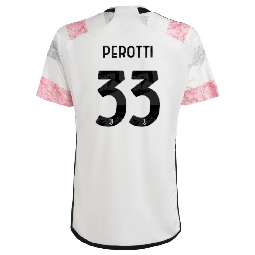 Kandiny Bambino Maglia Clemente Perotti #33 Bianco Rosa Kit Gara Away 2023/24 Maglietta