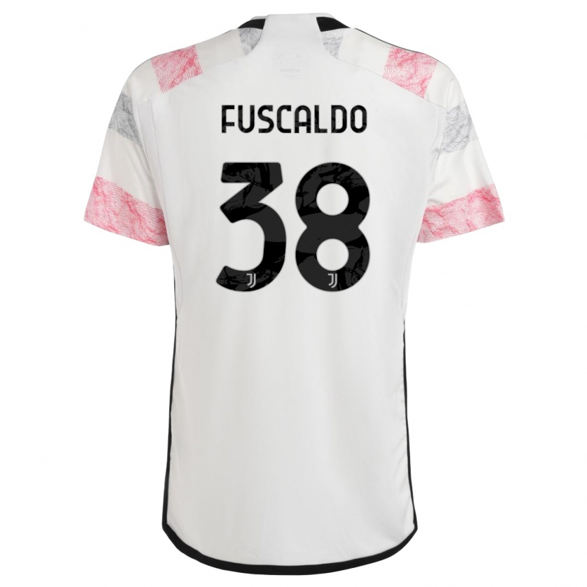 Kandiny Bambino Maglia Matteo Fuscaldo #38 Bianco Rosa Kit Gara Away 2023/24 Maglietta