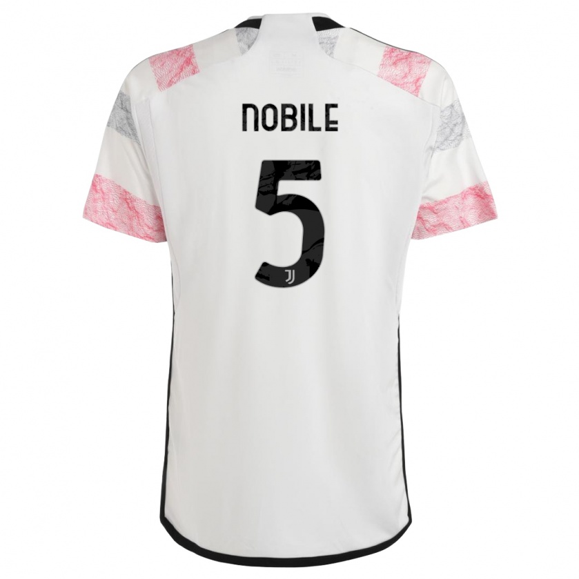 Kandiny Niño Camiseta Riccardo Nobile #5 Blanco Rosa 2ª Equipación 2023/24 La Camisa