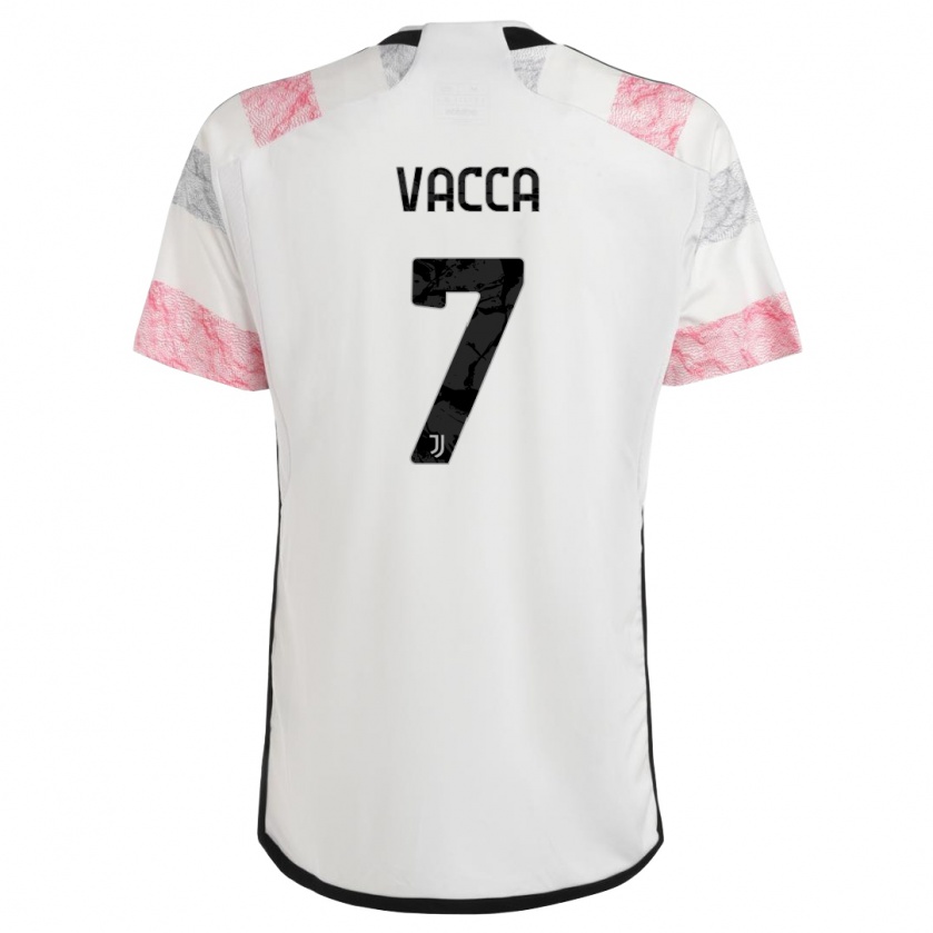 Kandiny Bambino Maglia Alessio Vacca #7 Bianco Rosa Kit Gara Away 2023/24 Maglietta