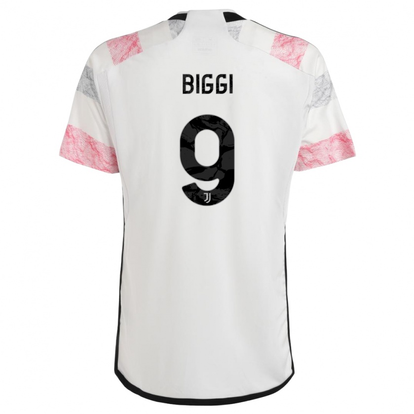 Kandiny Niño Camiseta Silvano Biggi #9 Blanco Rosa 2ª Equipación 2023/24 La Camisa