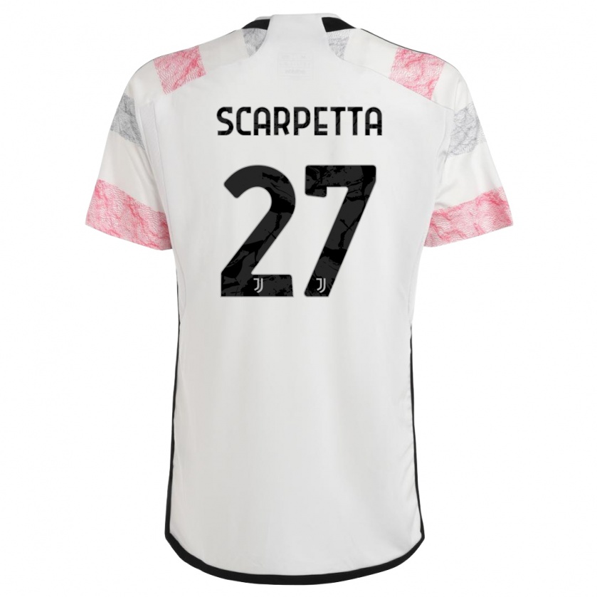 Kandiny Bambino Maglia Jacopo Scarpetta #27 Bianco Rosa Kit Gara Away 2023/24 Maglietta