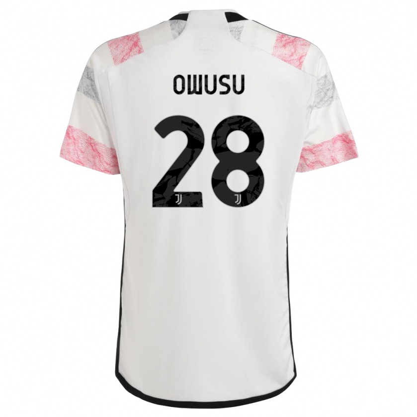 Kandiny Niño Camiseta Augusto Owusu #28 Blanco Rosa 2ª Equipación 2023/24 La Camisa