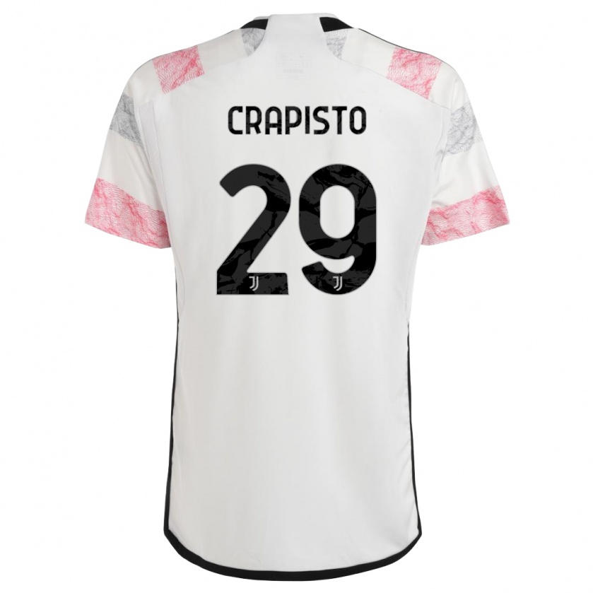 Kandiny Niño Camiseta Francesco Crapisto #29 Blanco Rosa 2ª Equipación 2023/24 La Camisa