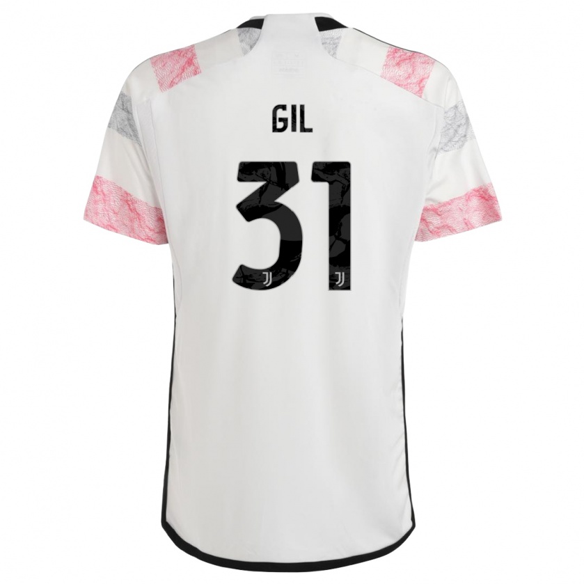 Kandiny Niño Camiseta Javier Gil #31 Blanco Rosa 2ª Equipación 2023/24 La Camisa