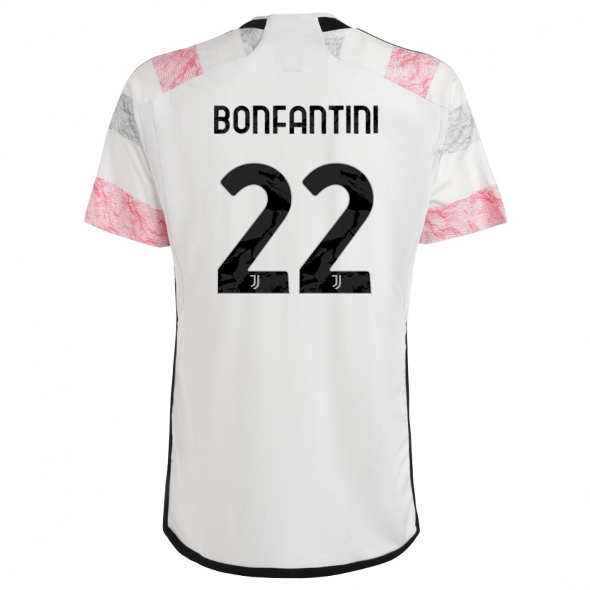 Kandiny Niño Camiseta Agnese Bonfantini #22 Blanco Rosa 2ª Equipación 2023/24 La Camisa