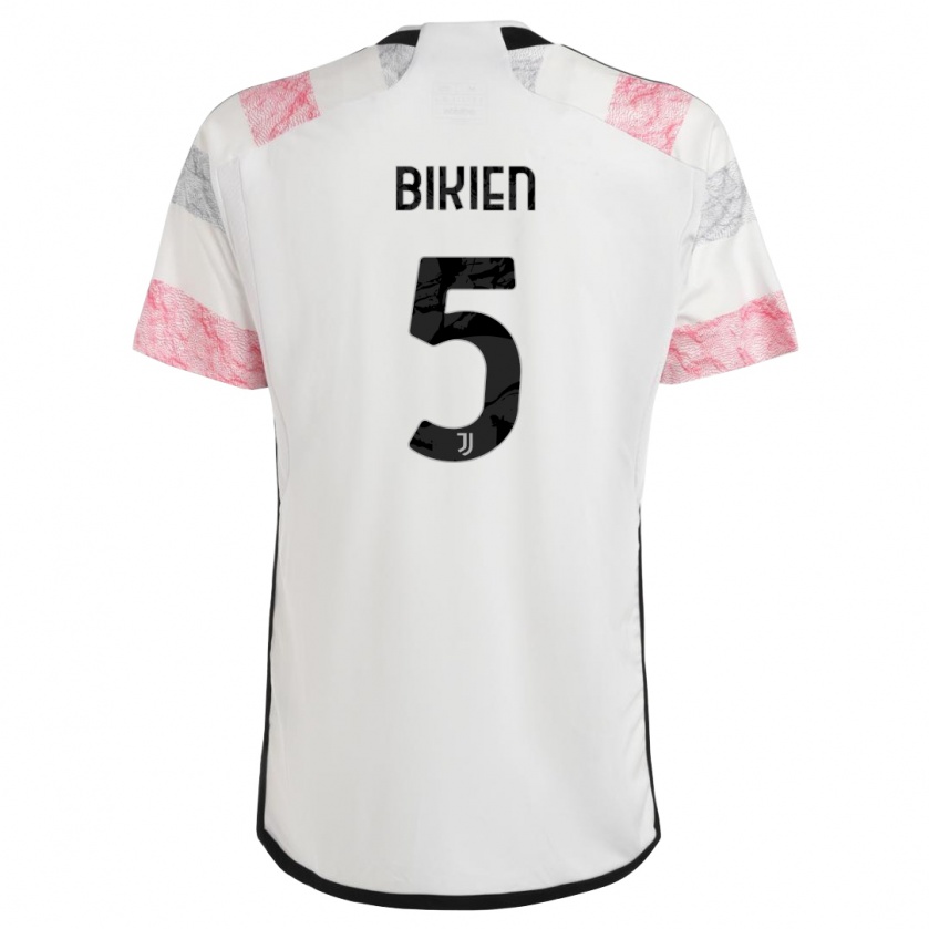 Kandiny Niño Camiseta Felix Nzouango Bikien #5 Blanco Rosa 2ª Equipación 2023/24 La Camisa