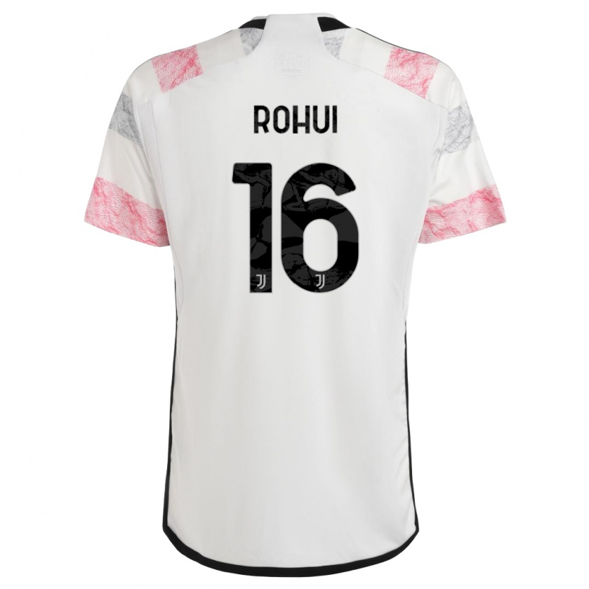 Kandiny Bambino Maglia Jonas Rohui #16 Bianco Rosa Kit Gara Away 2023/24 Maglietta