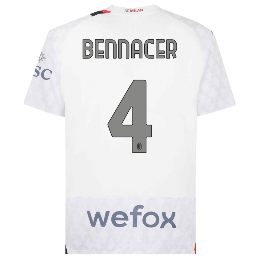 Kandiny Kinderen Ismaël Bennacer #4 Wit Uitshirt Uittenue 2023/24 T-Shirt België