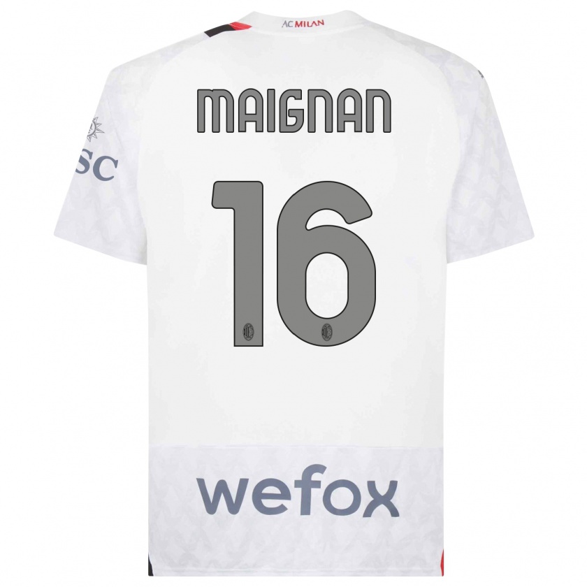 Kandiny Bambino Maglia Mike Maignan #16 Bianco Kit Gara Away 2023/24 Maglietta