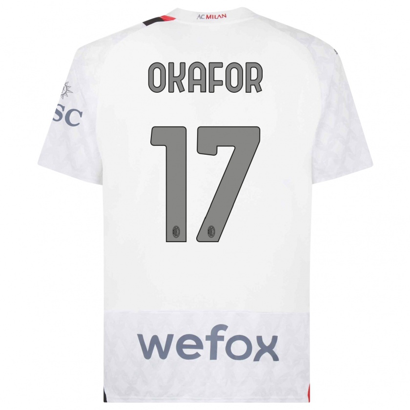 Kandiny Bambino Maglia Noah Okafor #17 Bianco Kit Gara Away 2023/24 Maglietta