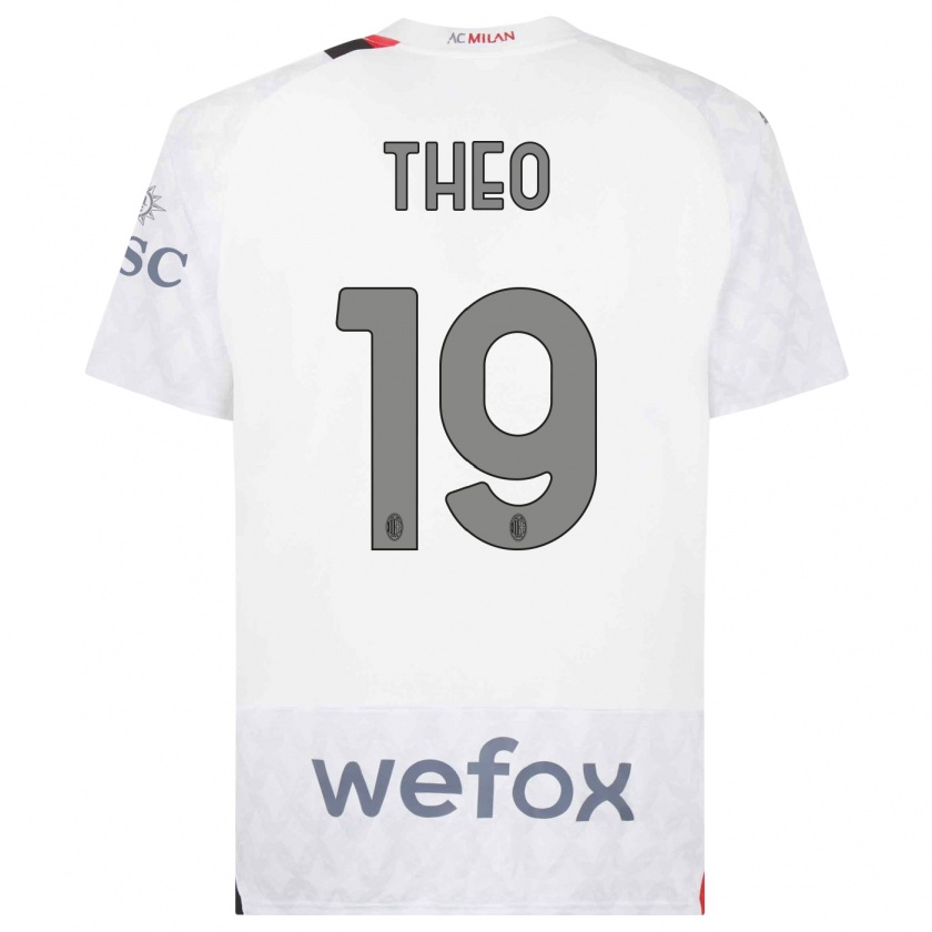 Kandiny Kinderen Theo Hernández #19 Wit Uitshirt Uittenue 2023/24 T-Shirt België