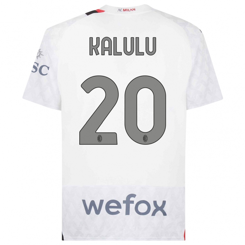 Kandiny Bambino Maglia Pierre Kalulu #20 Bianco Kit Gara Away 2023/24 Maglietta