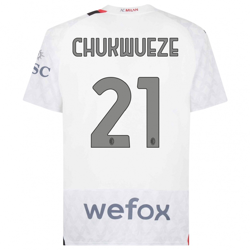 Kandiny Niño Camiseta Samuel Chukwueze #21 Blanco 2ª Equipación 2023/24 La Camisa