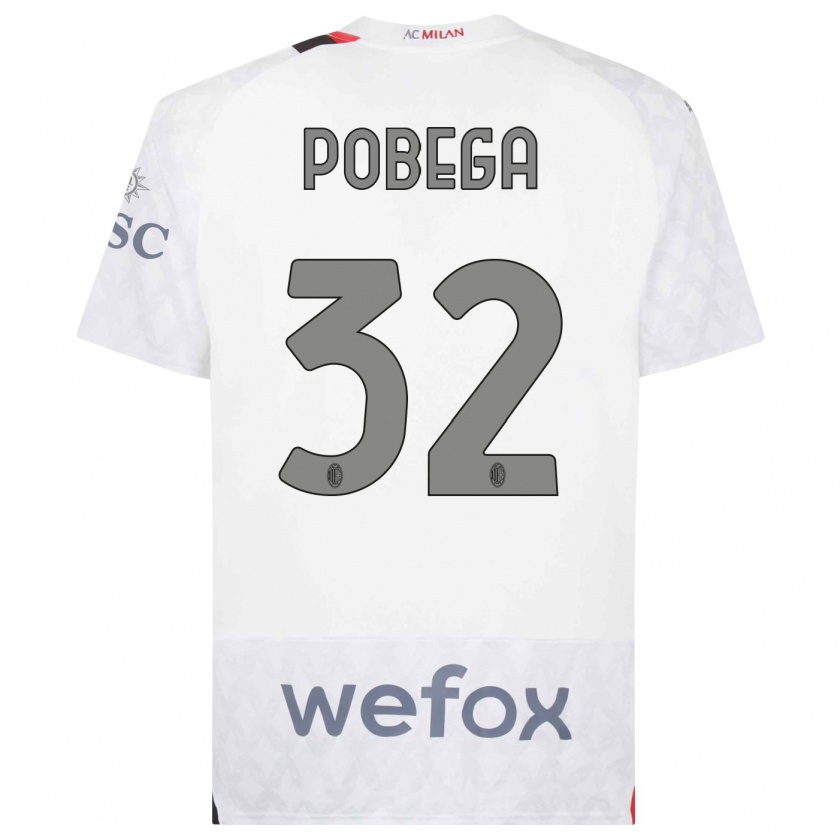 Kandiny Niño Camiseta Tommaso Pobega #32 Blanco 2ª Equipación 2023/24 La Camisa