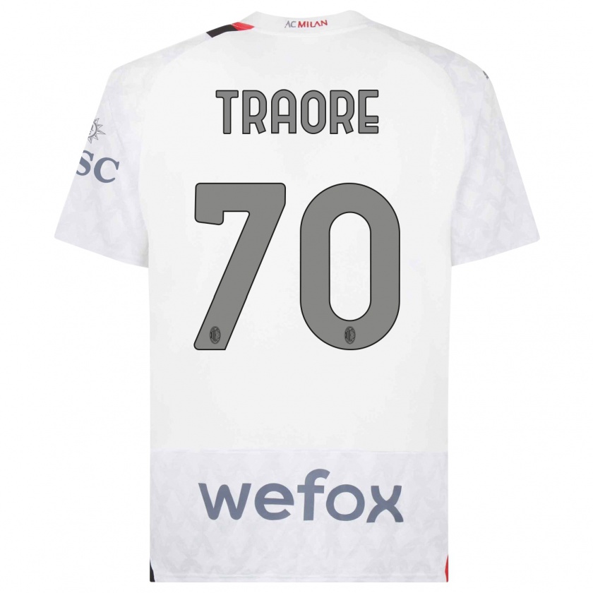 Kandiny Kinderen Chaka Traorè #70 Wit Uitshirt Uittenue 2023/24 T-Shirt België