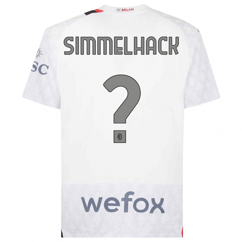 Kandiny Bambino Maglia Alexander Simmelhack #0 Bianco Kit Gara Away 2023/24 Maglietta