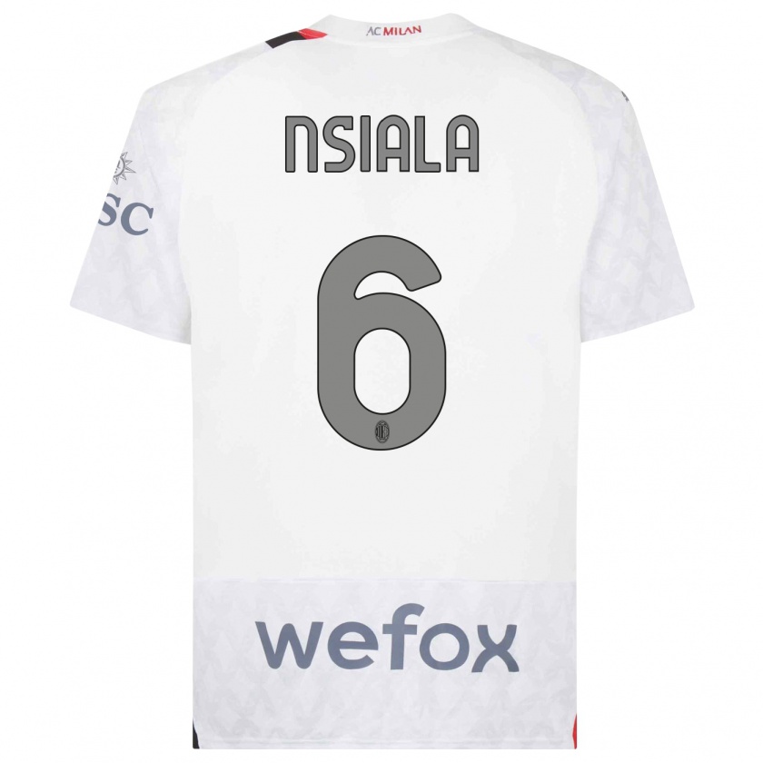 Kandiny Niño Camiseta Clinton Nsiala #6 Blanco 2ª Equipación 2023/24 La Camisa