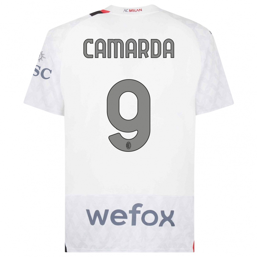 Kandiny Bambino Maglia Francesco Camarda #9 Bianco Kit Gara Away 2023/24 Maglietta