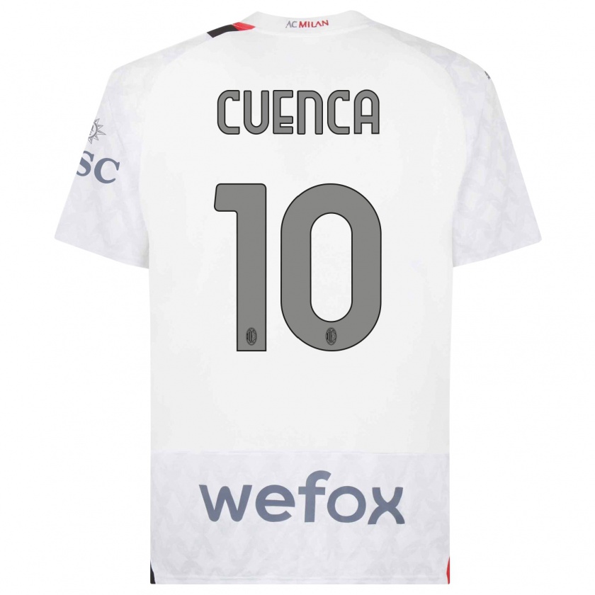 Kandiny Bambino Maglia Hugo Cuenca #10 Bianco Kit Gara Away 2023/24 Maglietta