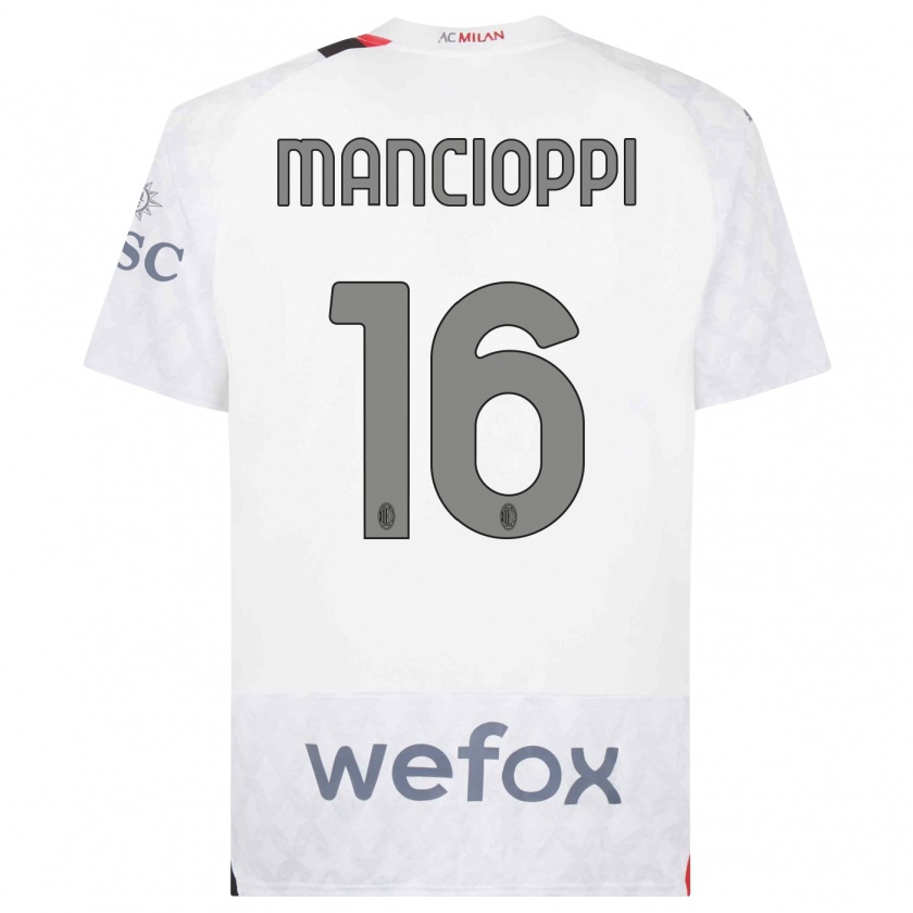 Kandiny Bambino Maglia Tommaso Mancioppi #16 Bianco Kit Gara Away 2023/24 Maglietta