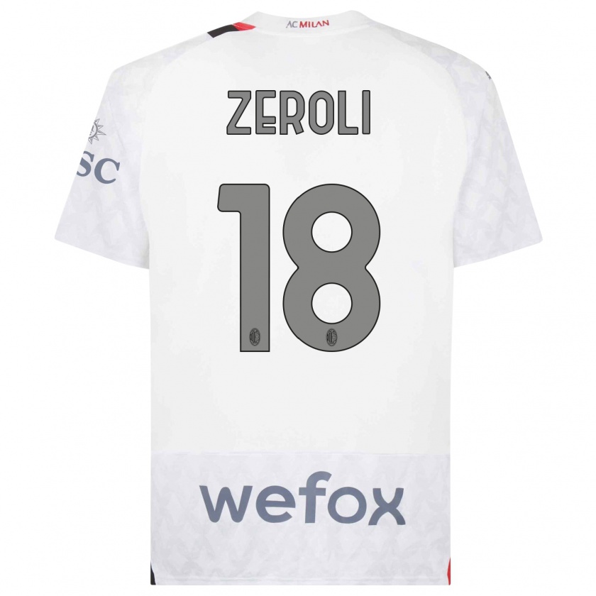 Kandiny Bambino Maglia Kevin Zeroli #18 Bianco Kit Gara Away 2023/24 Maglietta