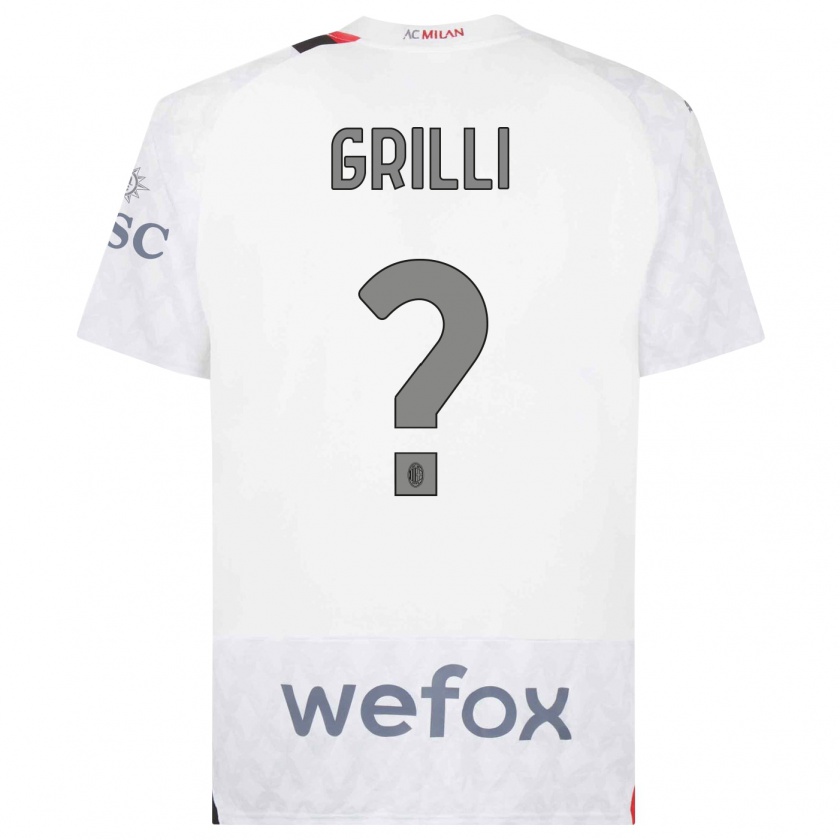 Kandiny Bambino Maglia Lorenzo Grilli #0 Bianco Kit Gara Away 2023/24 Maglietta