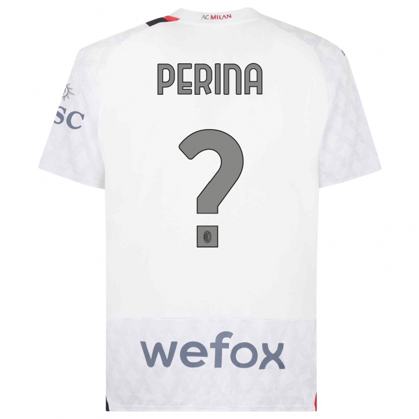 Kandiny Bambino Maglia Gioele Perina #0 Bianco Kit Gara Away 2023/24 Maglietta