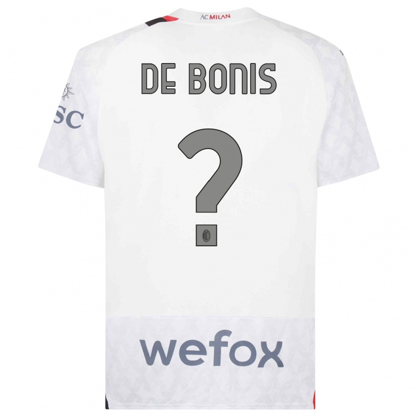 Kandiny Bambino Maglia Andrea De Bonis #0 Bianco Kit Gara Away 2023/24 Maglietta