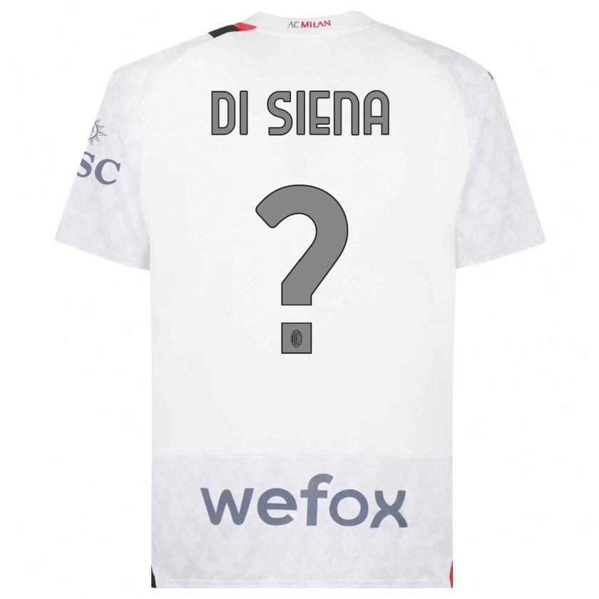 Kandiny Bambino Maglia Andrea Di Siena #0 Bianco Kit Gara Away 2023/24 Maglietta