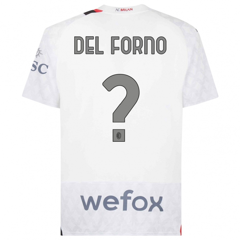 Kandiny Bambino Maglia Luca Del Forno #0 Bianco Kit Gara Away 2023/24 Maglietta