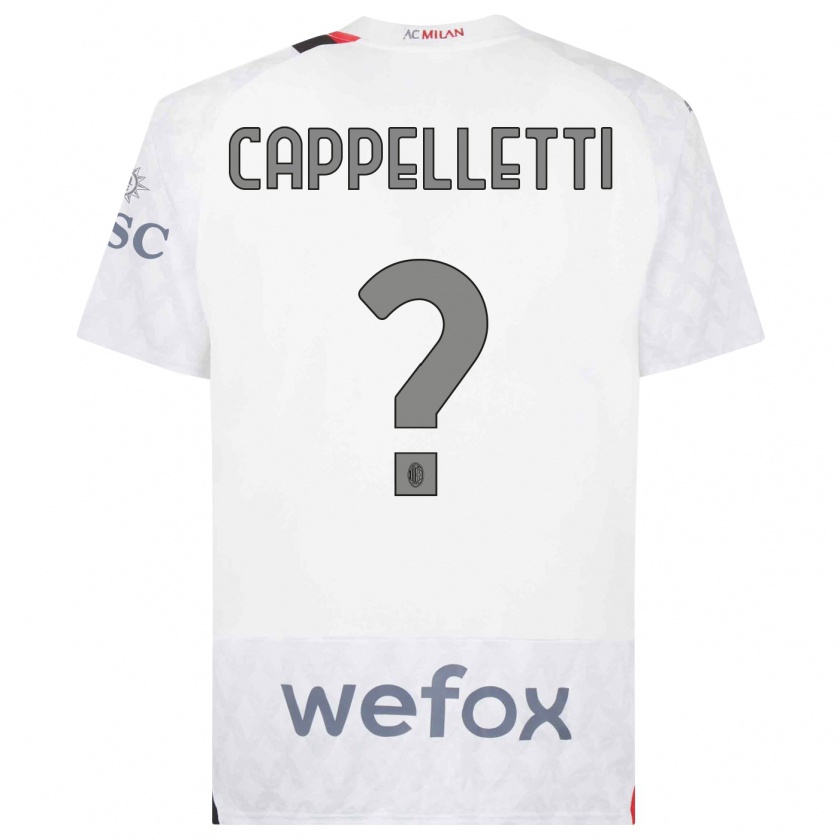 Kandiny Bambino Maglia Mattia Cappelletti #0 Bianco Kit Gara Away 2023/24 Maglietta